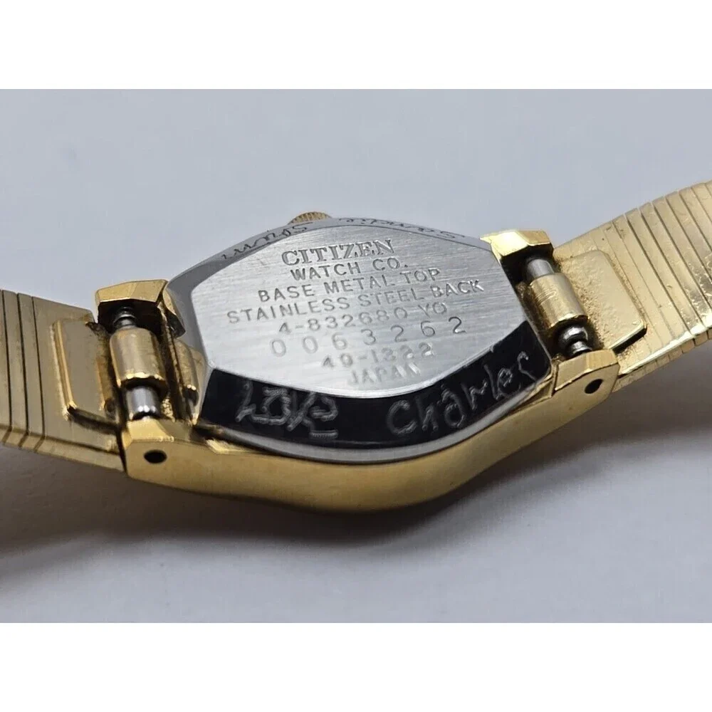 Womens Citizen Quartz Gold Toned Watch Classic Cushion New Battery Vintage Era